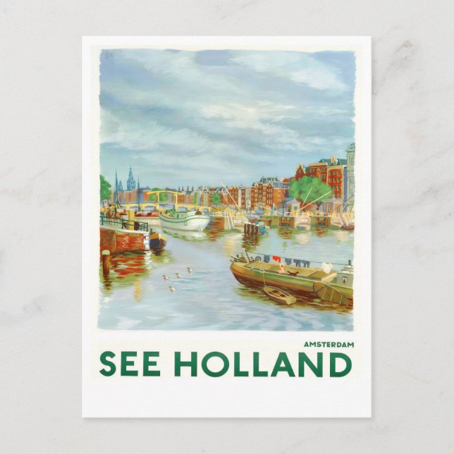 See Holland vintage travel Postcard (Front)