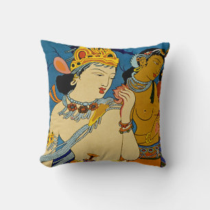 See India ~ Ajanta Frescoes Throw Pillow