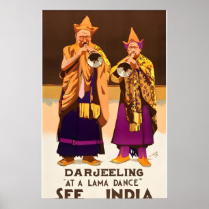 See India Darjeeling 1930s Vintage Style Travel Poster