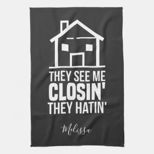 See Me Closing Realtor Estate Agent Personalized Kitchen Towel