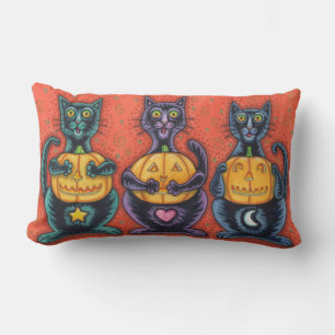 SEE NO EVIL BLACK CATS, HALLOWEEN LUMBAR PILLOW