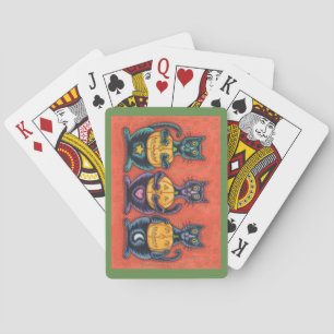 SEE NO EVIL BLACK CATS HALLOWEEN PLAYING CARDS