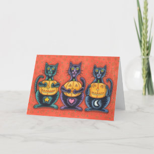 SEE NO EVIL BLACK CATS & JACKS GREETING CARD Blank