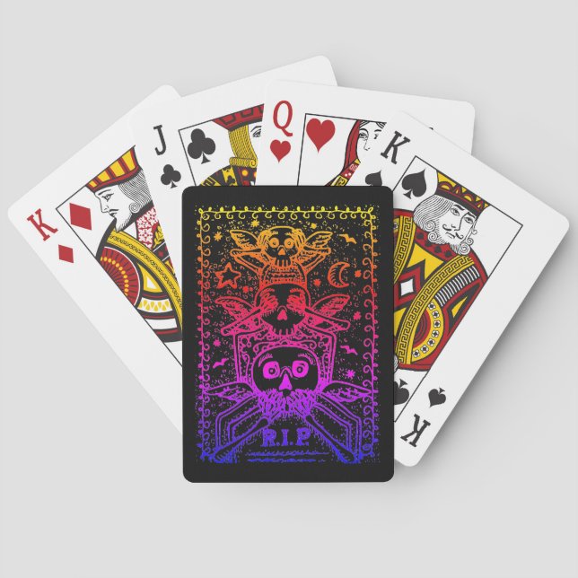 SEE NO EVIL CEMETERY SKELETON TOMBSTONE, HALLOWEEN PLAYING CARDS (Back)