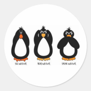 See No Evil, Hear No Evil, Speak No Evil Classic Round Sticker