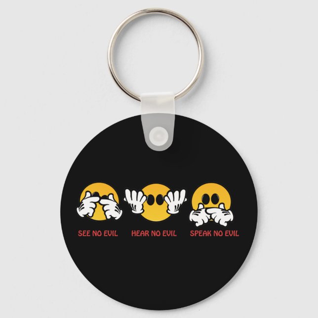 See No Evil, Hear No Evil, Speak No Evil Keychain (Front)