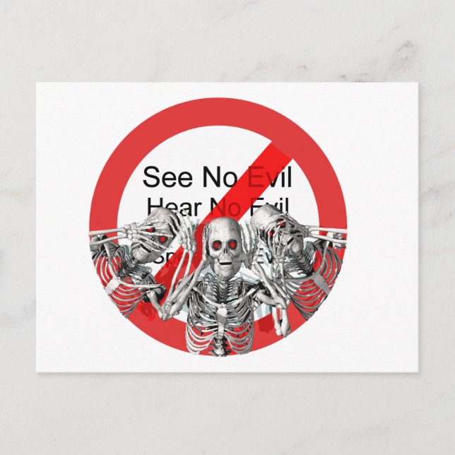 See no evil, hear no evil, speak no evil -- Not. Postcard (Front)