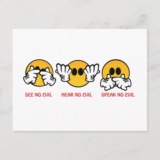 See No Evil, Hear No Evil, Speak No Evil Postcard (Front)