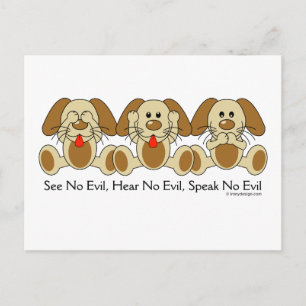 See No Evil Puppies Postcard