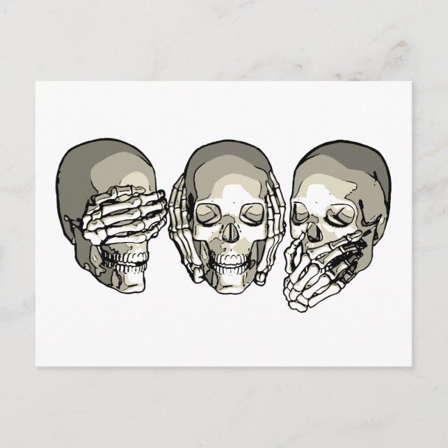 SEE NO EVIL SKULLS POSTCARD (Front)