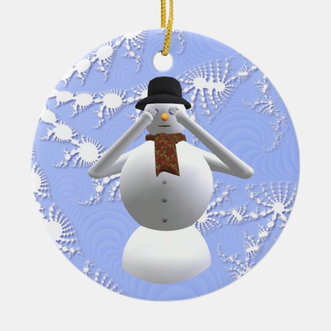 See No Evil Snowman Christmas Tree Decoration (Front)