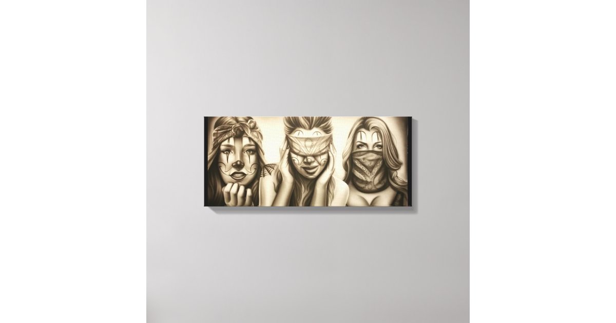 See no evil, Speak no evil, Hear no evil, gangster Canvas Print | Zazzle