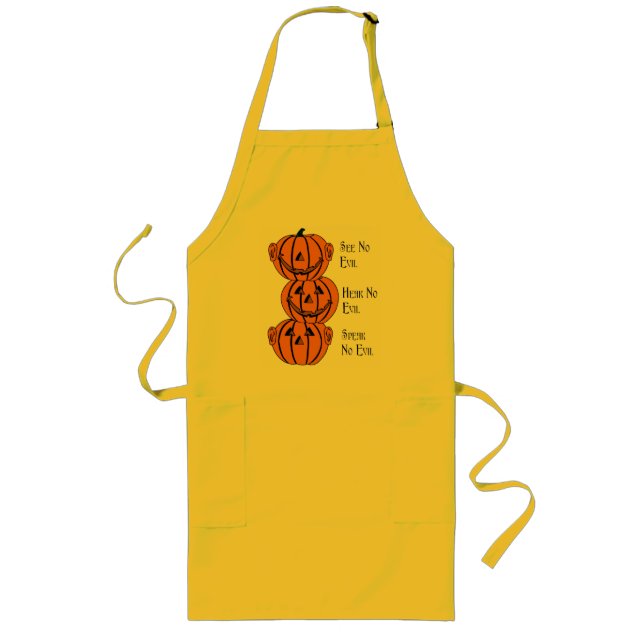 See No, Hear No, Speak No Evil Pumpkins Apron (Front)