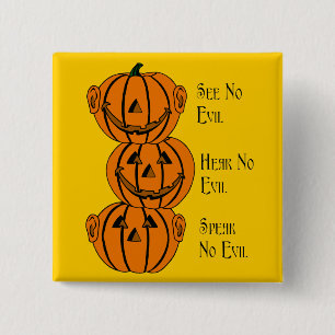 See No, Hear No, Speak No Evil Pumpkins Button