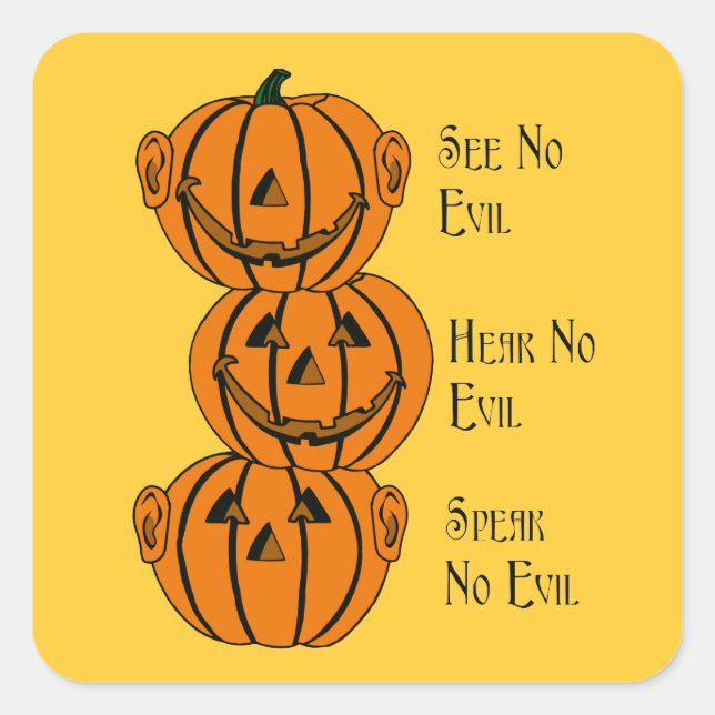 See No, Hear No, Speak No Evil Pumpkins Stickers (Front)