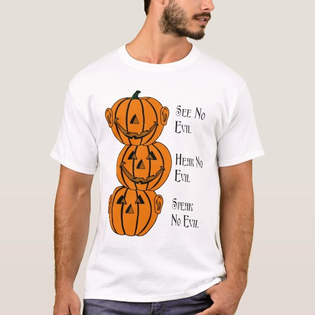 See No, Hear No, Speak No Evil Pumpkins T-Shirt (Front)