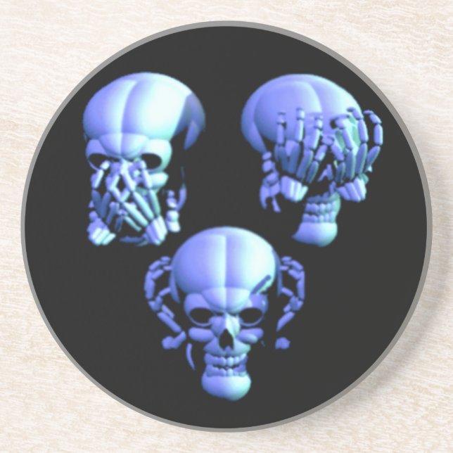 See No, Hear No, Speak No Evil Skulls Coaster (Front)