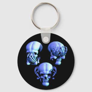 See No, Hear No, Speak No Evil Skulls Key Chain