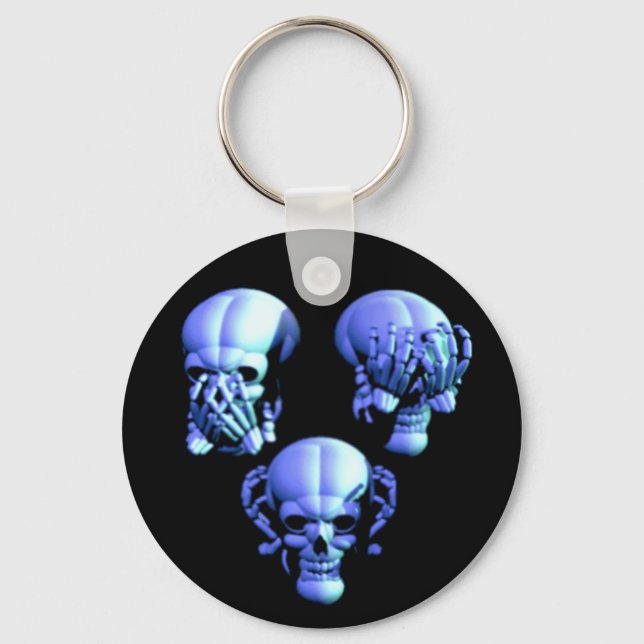 See No, Hear No, Speak No Evil Skulls Key Chain (Front)