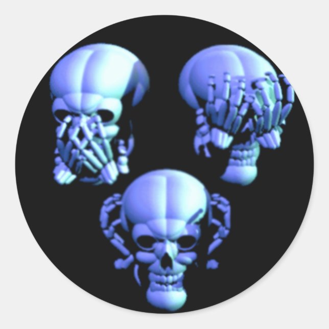 See No, Hear No, Speak No Evil Skulls Stickers (Front)