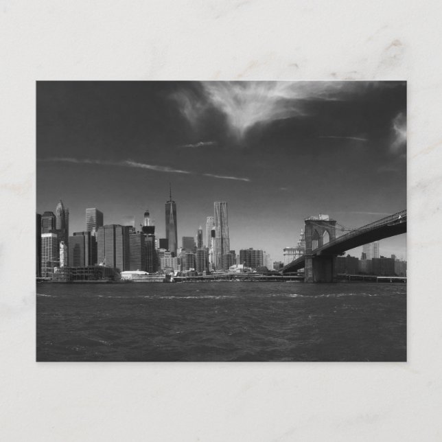 see on 2 products Panoramic Black White Brooklyn Postcard (Front)
