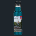 See Oslo Norway Vigeland travel souvenir 710 Ml Water Bottle<br><div class="desc">Norway Scandinavia,  Oslo Vigeland park,  norwegian flag,   travel souvenir,  water bottle.
You can add your own text.</div>