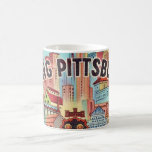 See Pittsburgh Illustrated Postcard Mug<br><div class="desc">An old colourfully drawn postcard from Pittsburgh,  Pennsylvania repurposed!</div>