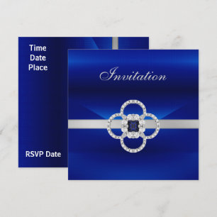 See Revised Below All Occasions Blue Silver Jewel Invitation