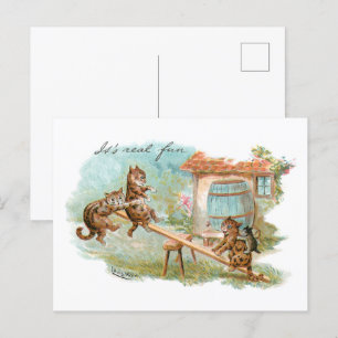 See Saw Play Ground Cats  Postcard