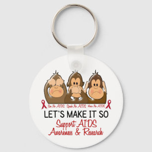 See Speak Hear No AIDS 2 Keychain