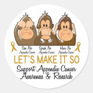See Speak Hear No Appendix Cancer 2 Classic Round Sticker