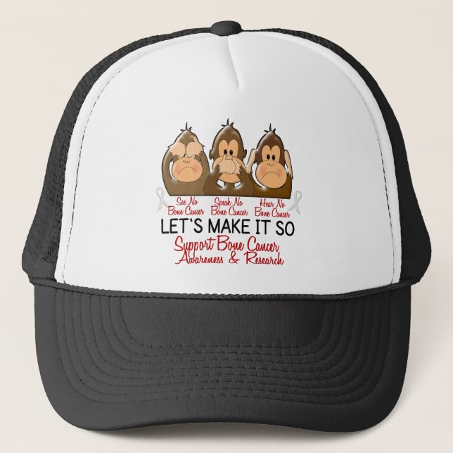 See Speak Hear No Bone Cancer 2 Trucker Hat (Front)
