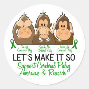 See Speak Hear No Cerebral Palsy 2 Classic Round Sticker