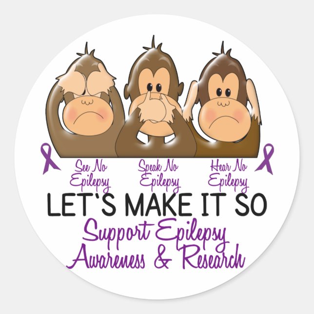See Speak Hear No Epilepsy 2 Classic Round Sticker (Front)