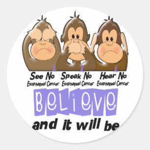 See Speak Hear No Esophageal Cancer 3 Classic Round Sticker