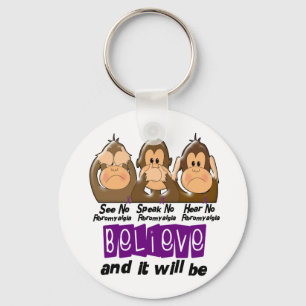 See Speak Hear No Fibromyalgia 3 Keychain
