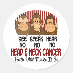 See Speak Hear No Head and Neck Cancer 1 Classic Round Sticker