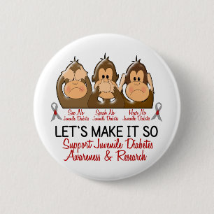 See Speak Hear No Juvenile Diabetes 2 Inch Round Button