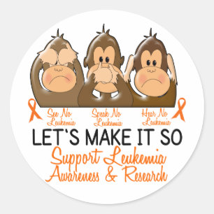 See Speak Hear No Leukaemia 2 Classic Round Sticker