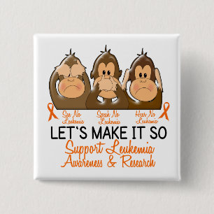 See Speak Hear No Leukaemia 2 Inch Square Button