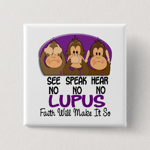 See Speak Hear No Lupus 1 2 Inch Square Button