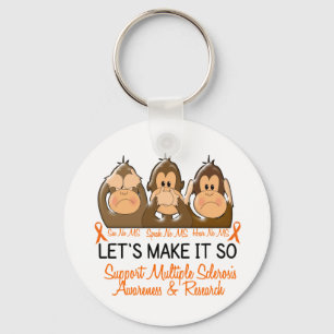 See Speak Hear No Multiple Sclerosis MS 2 Keychain