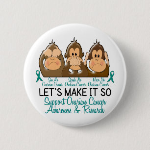 See Speak Hear No Ovarian Cancer 2 Inch Round Button