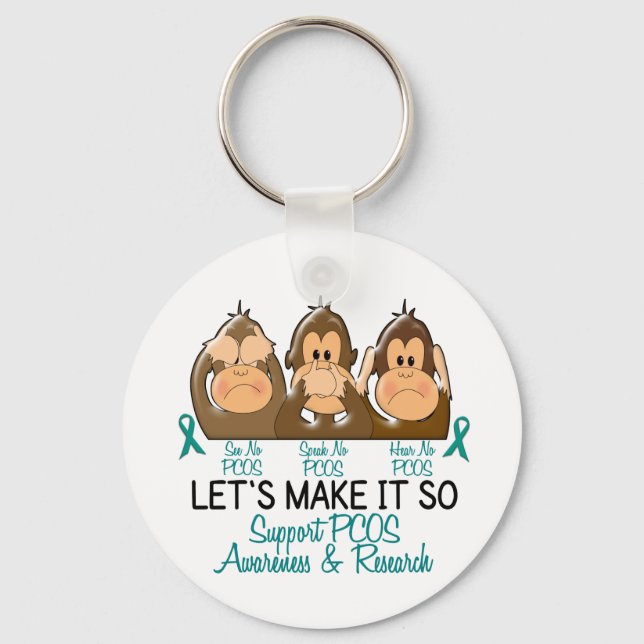 See Speak Hear No PCOS 2 Keychain (Front)