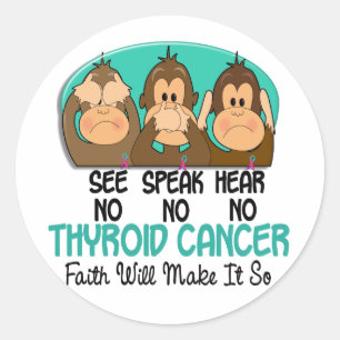 See Speak Hear No Thyroid Cancer 1 Classic Round Sticker