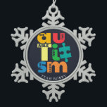 See The Able Autism Awareness Campaign Snowflake Pewter Christmas Ornament<br><div class="desc">For many people,  Autism Awareness comes around every April,  for others,  the awareness is everyday. This Autism Awareness Support design says See the Able Not the Label Autism. 

Perfect for your awareness campaigns as a team by adding your team name. Add the name by clicking the "Personalize" button</div>