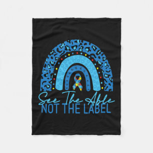 See The Able Not The Label Autism Awareness Puzzle Fleece Blanket