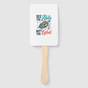 See the Able Turtle Puzzle Awareness Shirt Design_ Hand Fan