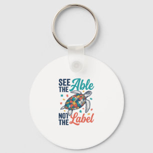 See the Able Turtle Puzzle Awareness Shirt Design_ Keychain