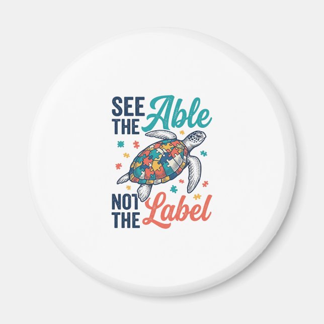 See the Able Turtle Puzzle Awareness Shirt Design_ Magnet (Front)
